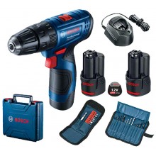 BOSCH GSB 120-LI Aku kombinovaný skrutkovač 2x 12V 2.0Ah + 23-dielna sada bitov 06019G8102